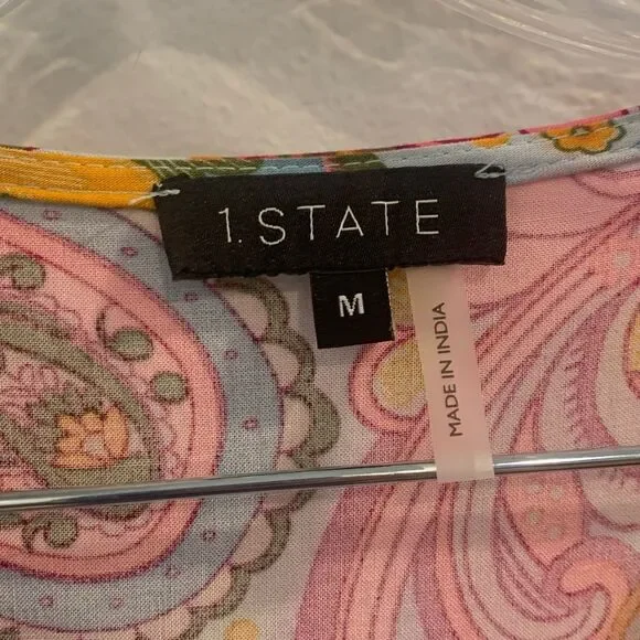 1. State Pink and Orange Ruffled Bell Sleeve Blouse - Picture 3 of 12